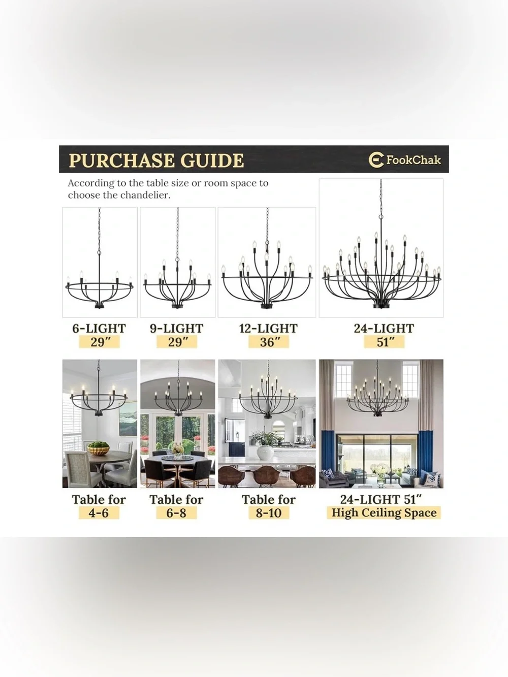 24 years Light Black Chandelier 51'' Large Candle Chandeliers